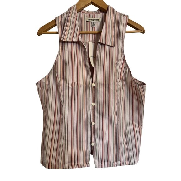 Urban Outfitters Party Girl Size Large Striped Button Up Blouse NWT - Picture 6 of 8